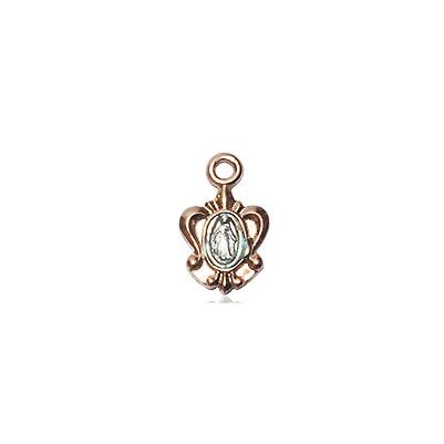 Miraculous Medal Necklace - 14K Gold - 3/8 Inch Tall by 1/4 Inch Wide with 24" Chain