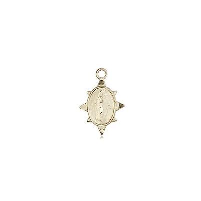 Miraculous Medal Necklace - 14K Gold Filled - 3/8 Inch Tall by 1/4 Inch Wide with 24" Chain