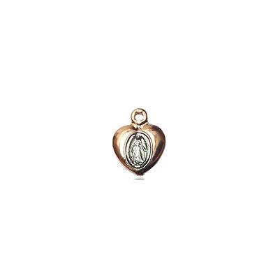 Miraculous Medal Necklace - 14K Gold - 1/4 Inch Tall by 1/8 Inch Wide with 24" Chain