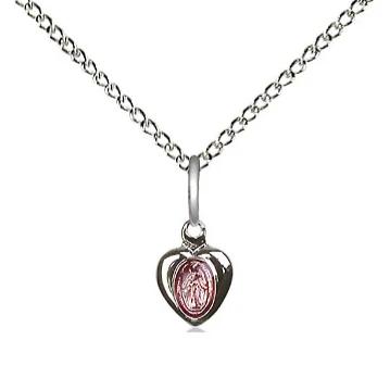 Miraculous Medal Necklace - Sterling Silver - 1/4 Inch Tall by 1/8 Inch Wide with 18" Chain
