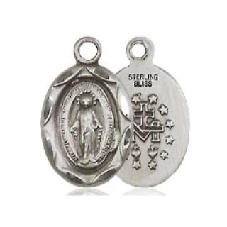 Miraculous Medal - Sterling Silver - 1/2 Inch Tall by 1/4 Inch Wide