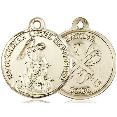 Guardain Angel National Guard Medal - 14K Gold - 7/8 Inch Tall x 3/4 Inch Wide