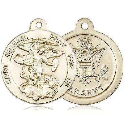 St. Michael Army Medal Necklace - 14K Gold Filled - 7/8 Inch Tall x 3/4 Inch Wide with 24" Chain