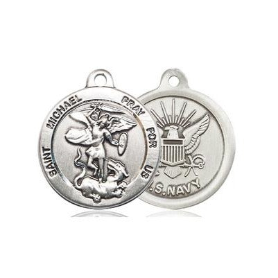 St. Michael Navy Medal - Pewter - 7/8 Inch Tall x 3/4 Inch Wide