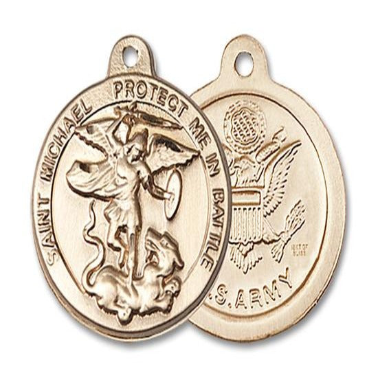 St. Michael Army Medal - 14K Gold Filled - 7/8 Inch Tall x 1-3/8 Inch Wide