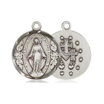 Miraculous Medal - Sterling Silver - 7/8 Inch Tall by 1/2 Inch Wide