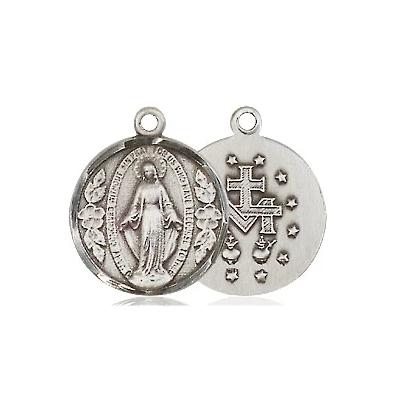 Miraculous Medal Necklace - Sterling Silver - 5/8 Inch Tall by 1/2 Inch Wide with 24" Chain