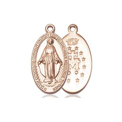 Miraculous Medal Necklace - 14K Gold - 3/4 Inch Tall by 3/8 Inch Wide with 24" Chain