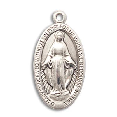 Miraculous Medal - Sterling Silver - 3/4 Inch Tall by 3/8 Inch Wide