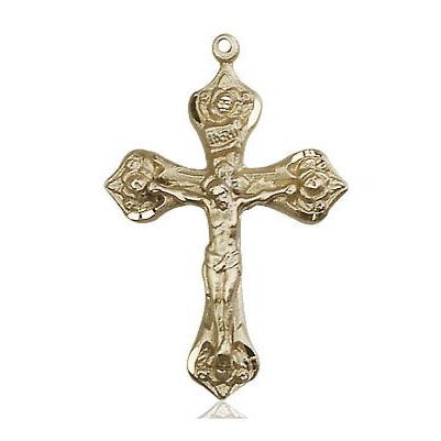 Crucifix Medal Necklace - 14K Gold Filled - 1 Inch Tall x 5/8 Inch Wide with 18" Chain
