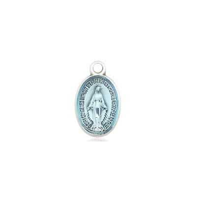 Miraculous Medal Necklace - Sterling Silver - 1/2 Inch Tall by 1/4 Inch Wide with 24" Chain