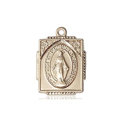 Miraculous Medal Necklace - 14K Gold - 5/8 Inch Tall by 1/2 Inch Wide with 24" Chain