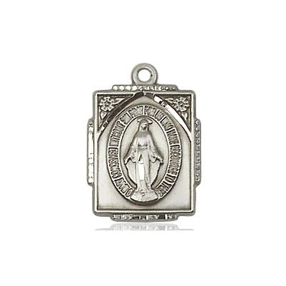 Miraculous Medal Necklace - Sterling Silver - 5/8 Inch Tall by 1/2 Inch Wide with 24" Chain