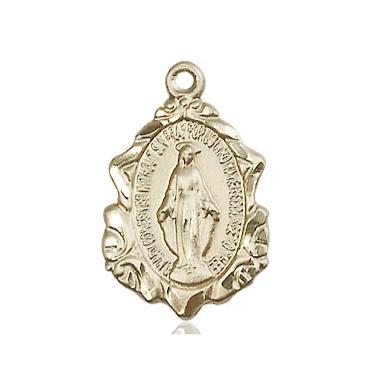 Miraculous Medal - 14K Gold - 3/4 Inch Tall by 1/2 Inch Wide