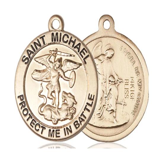 St. Michael Army Medal Necklace - 14K Gold Filled - 1 Inch Tall x 7/8 Inch Wide with 24" Chain