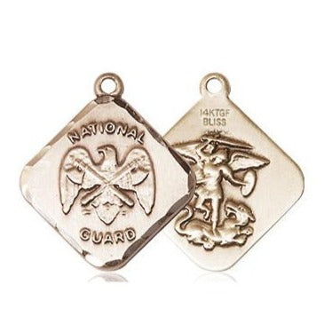 National Guard Diamond Medal - 14K Gold Filled - 3/4 Inch Tall x 5/8 Inch Wide