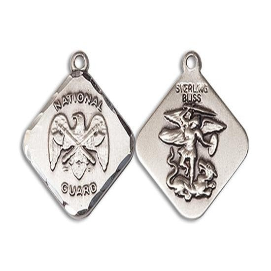 National Guard Diamond Medal - Sterling Silver - 3/4 Inch Tall x 5/8 Inch Wide