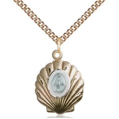 Miraculous Medal Necklace - 14K Gold Filled - 3/4 Inch Tall by 5/8 Inch Wide with 24" Chain
