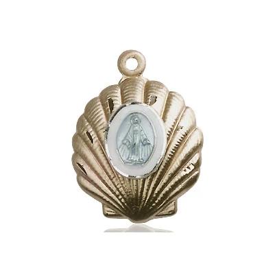 Miraculous Medal Necklace - 14K Gold - 3/4 Inch Tall by 5/8 Inch Wide with 24" Chain