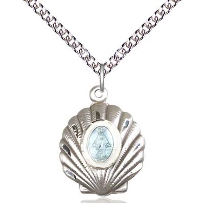 Miraculous Medal Necklace - Sterling Silver - 3/4 Inch Tall by 5/8 Inch Wide with 24" Chain