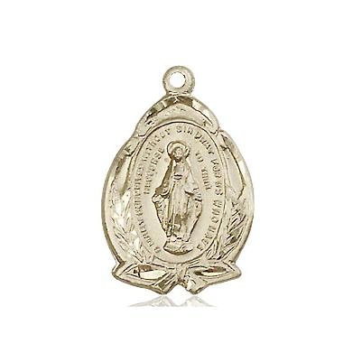 Miraculous Medal Necklace - 14K Gold - 3/4 Inch Tall by 1/2 Inch Wide with 24" Chain