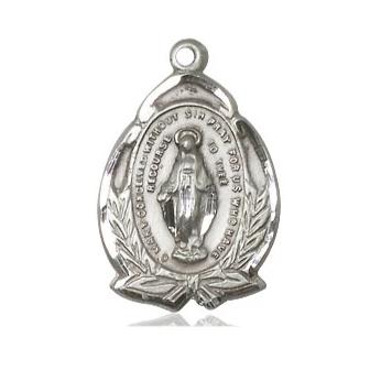 Miraculous Medal - Sterling Silver - 3/4 Inch Tall by 1/2 Inch Wide