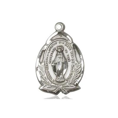 Miraculous Medal Necklace - Sterling Silver - 3/4 Inch Tall by 1/2 Inch Wide with 24" Chain