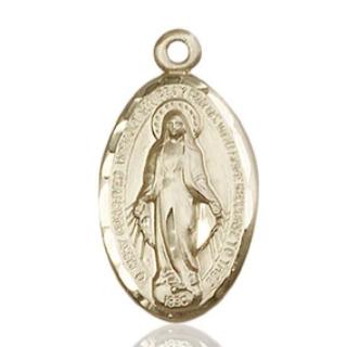 Miraculous Medal - 14K Gold - 7/8 Inch Tall by 1/2 Inch Wide