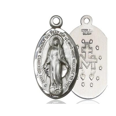 Miraculous Medal - Pewter - 7/8 Inch Tall by 1/2 Inch Wide
