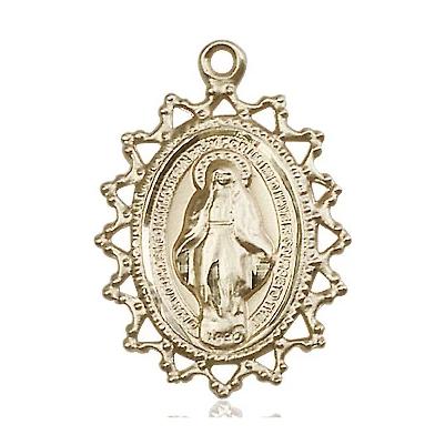 Miraculous Medal Necklace - 14K Gold Filled - 1 Inch Tall by 3/4 Inch Wide with 24" Chain