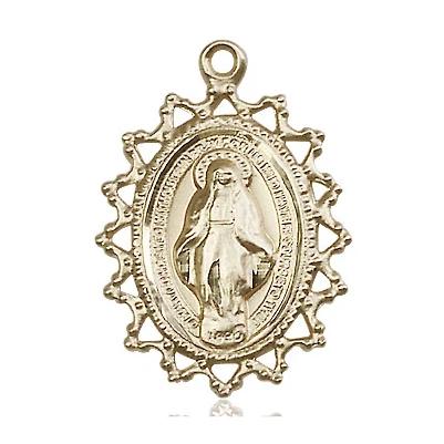 Miraculous Medal - 14K Gold - 1 Inch Tall by 3/4 Inch Wide