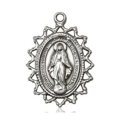 Miraculous Medal - Sterling Silver - 1 Inch Tall by 3/4 Inch Wide