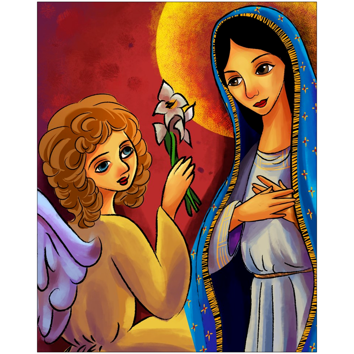 The Annunciation Catholic Folk Art Print