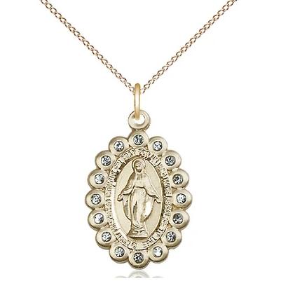 Miraculous Medal Necklace - 14K Gold Filled - 7/8 Inch Tall by 1/2 Inch Wide with 18" Chain