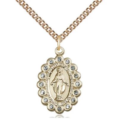 Miraculous Medal Necklace - 14K Gold Filled - 7/8 Inch Tall by 1/2 Inch Wide with 24" Chain