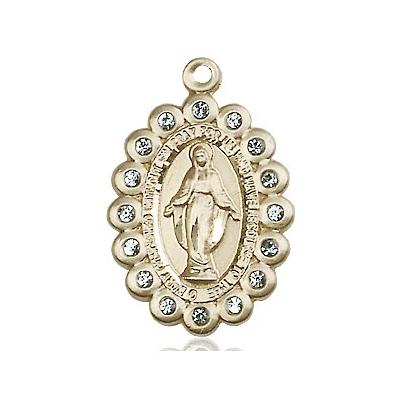 Miraculous Medal Necklace - 14K Gold - 7/8 Inch Tall by 1/2 Inch Wide with 24" Chain