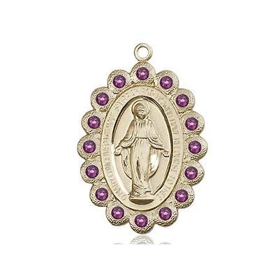 Miraculous Medal Necklace - 14K Gold - 7/8 Inch Tall by 1/2 Inch Wide with 24" Chain