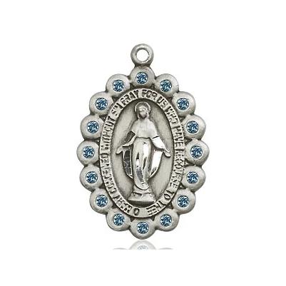 Miraculous Medal Necklace - Sterling Silver - 7/8 Inch Tall by 1/2 Inch Wide with 24" Chain