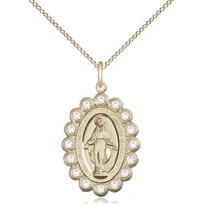 Miraculous Medal Necklace - 14K Gold Filled - 7/8 Inch Tall by 1/2 Inch Wide with 18" Chain
