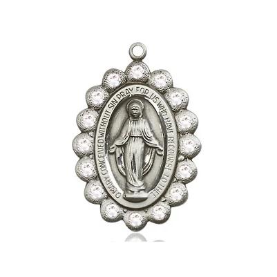 Miraculous Medal Necklace - Sterling Silver - 7/8 Inch Tall by 1/2 Inch Wide with 24" Chain