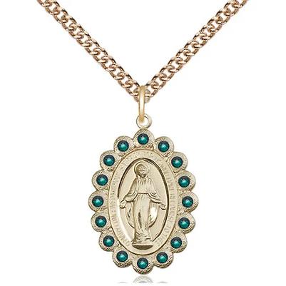 Miraculous Medal Necklace - 14K Gold Filled - 7/8 Inch Tall by 1/2 Inch Wide with 24" Chain