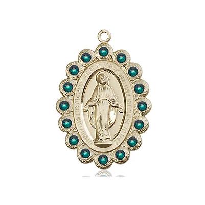 Miraculous Medal Necklace - 14K Gold - 7/8 Inch Tall by 1/2 Inch Wide with 24" Chain