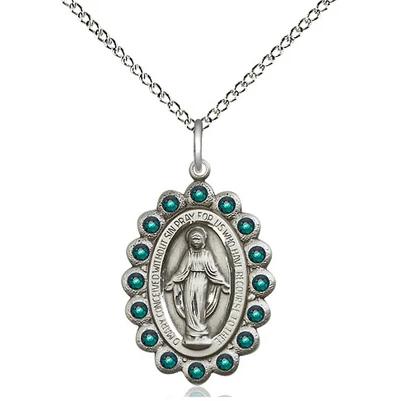 Miraculous Medal Necklace - Sterling Silver - 7/8 Inch Tall by 1/2 Inch Wide with 18" Chain