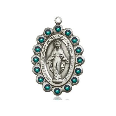 Miraculous Medal Necklace - Sterling Silver - 7/8 Inch Tall by 1/2 Inch Wide with 24" Chain