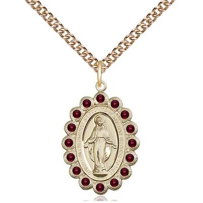 Miraculous Medal Necklace - 14K Gold Filled - 7/8 Inch Tall by 1/2 Inch Wide with 24" Chain