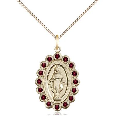 Miraculous Medal Necklace - 14K Gold - 7/8 Inch Tall by 1/2 Inch Wide with 18" Chain