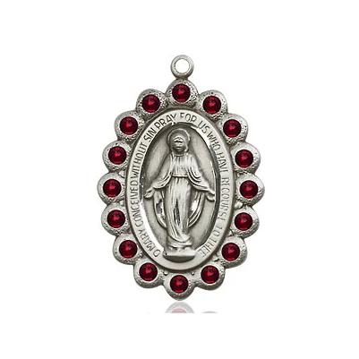 Miraculous Medal Necklace - Sterling Silver - 7/8 Inch Tall by 1/2 Inch Wide with 24" Chain