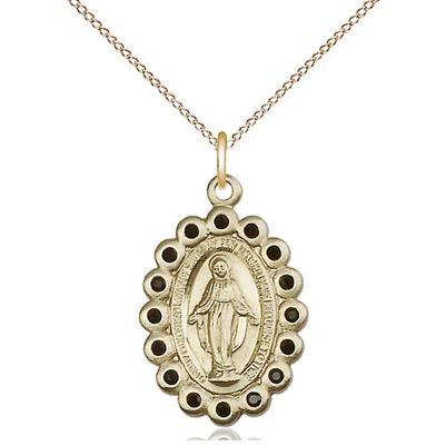 Miraculous Medal Necklace - 14K Gold Filled - 7/8 Inch Tall by 1/2 Inch Wide with 18" Chain