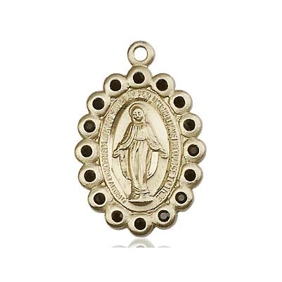 Miraculous Medal Necklace - 14K Gold - 7/8 Inch Tall by 1/2 Inch Wide with 24" Chain