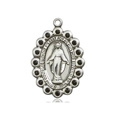 Miraculous Medal Necklace - Sterling Silver - 7/8 Inch Tall by 1/2 Inch Wide with 24" Chain
